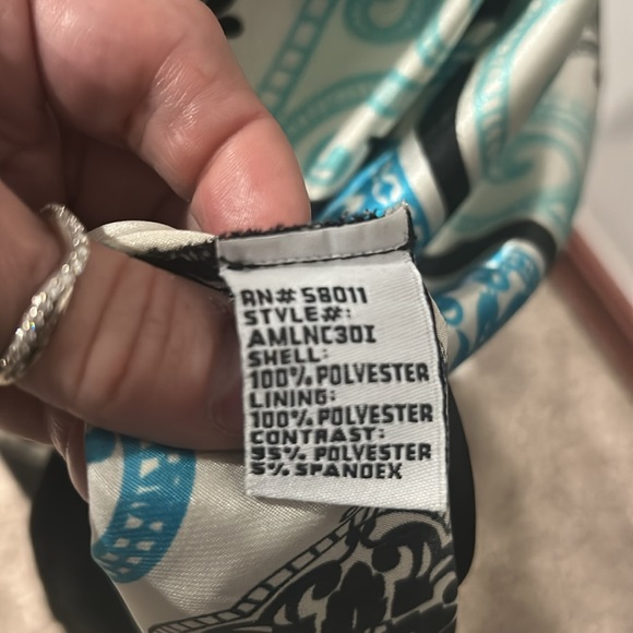 Sangria Halter Top Backless Gathered Waist, Satin Paisley Bottom Cocktail Dress - Picture 10 of 11